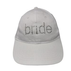 Rhinestone Bride Strapback Hat White OSFM Adjustable Vented Holes 6 Panel UMG